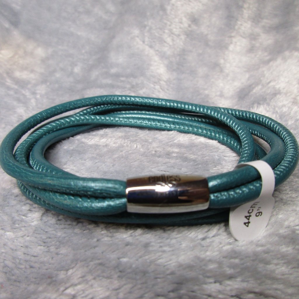 Endless 3 String Teal Metallic Leather Bracelet By Jlo 9 Inch New A35